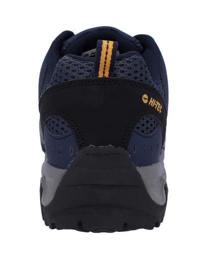 Navy Yellow Coloured Hi-Tec Mens Jaguar Shoes On A White Background