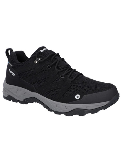 Black Coloured Hi-Tec Mens Saunter Waterproof Hiking Boots On A White Background 