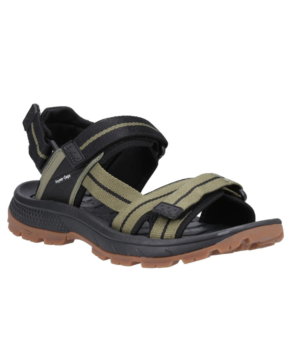 Olive Black Coloured Hi-Tec Mens Sierra Sandals On A White Background 