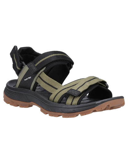 Olive Black Coloured Hi-Tec Mens Sierra Sandals On A White Background 