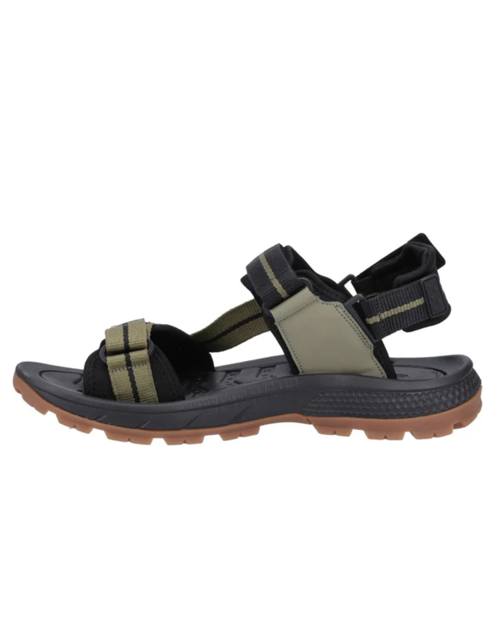 Olive Black Coloured Hi-Tec Mens Sierra Sandals On A White Background 