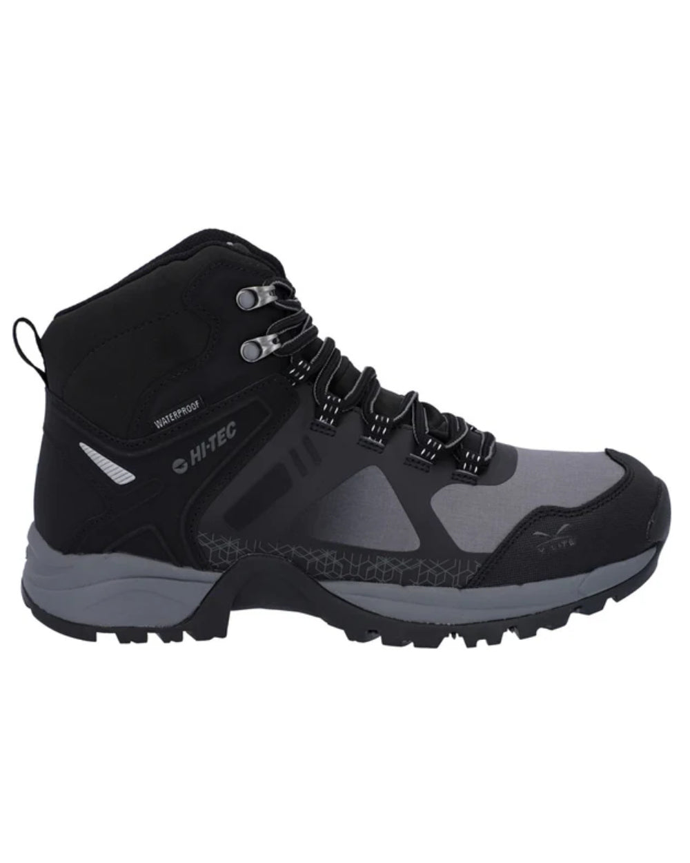 Black Coloured Hi-Tec Mens V-Lite Psych Boots On A White Background 