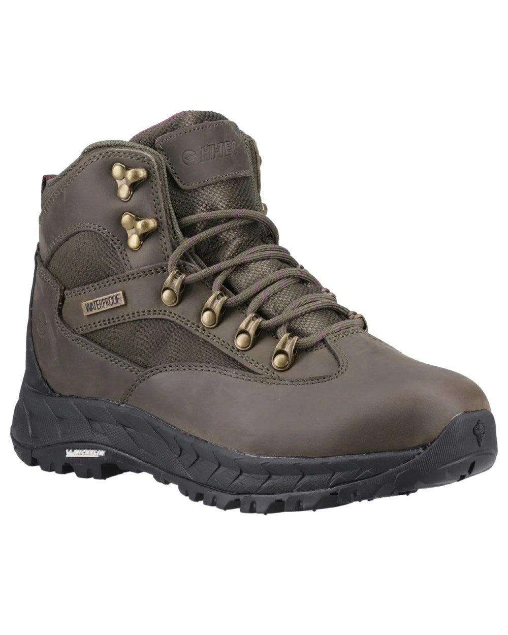 Khaki Coloured Hi-Tec Womens Euro Trail Boots On A White Background