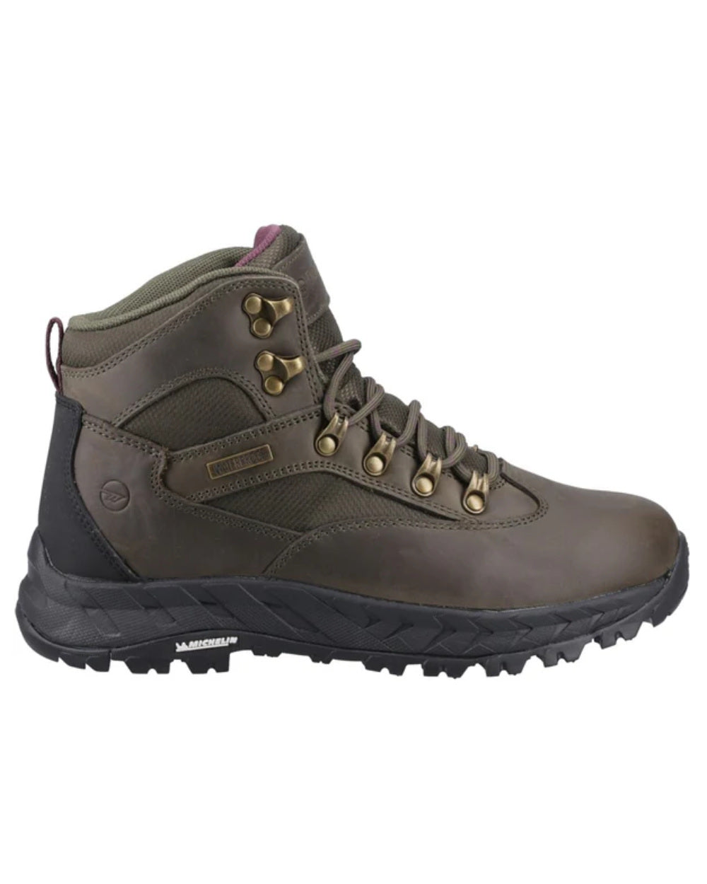 Khaki Coloured Hi-Tec Womens Euro Trail Boots On A White Background