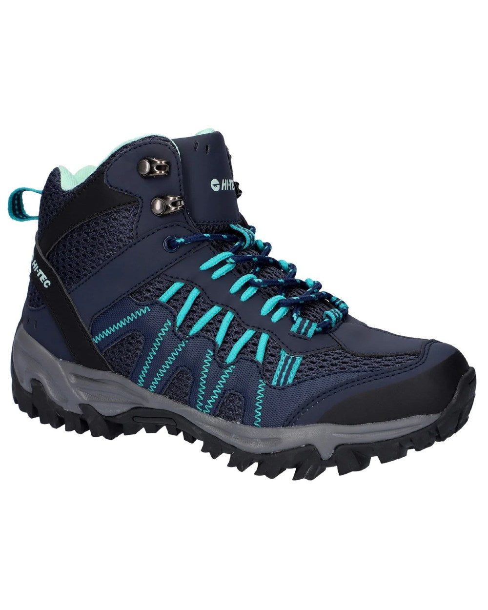 Blue Coloured Hi-Tec Womens Jaguar Mid Boots On A White Background 