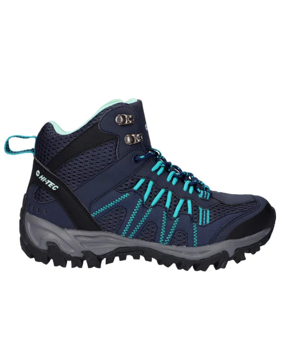 Blue Coloured Hi-Tec Womens Jaguar Mid Boots On A White Background 