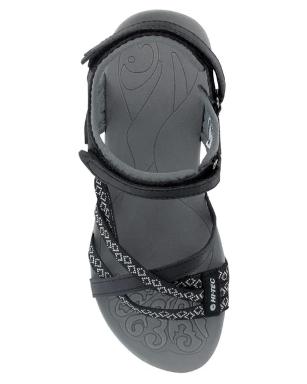 Black Coloured Hi-Tec Womens Savanna II Sandals On A White Background