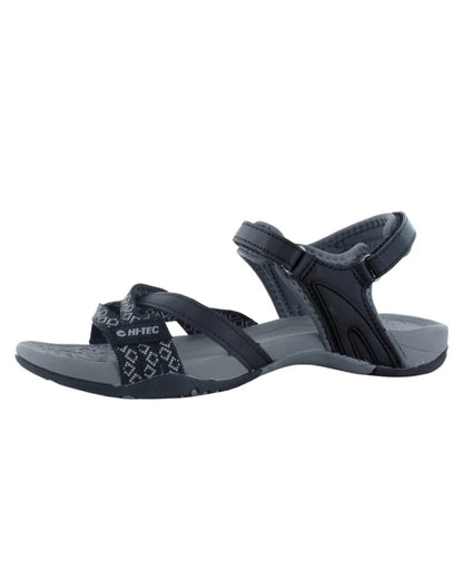 Black Coloured Hi-Tec Womens Savanna II Sandals On A White Background