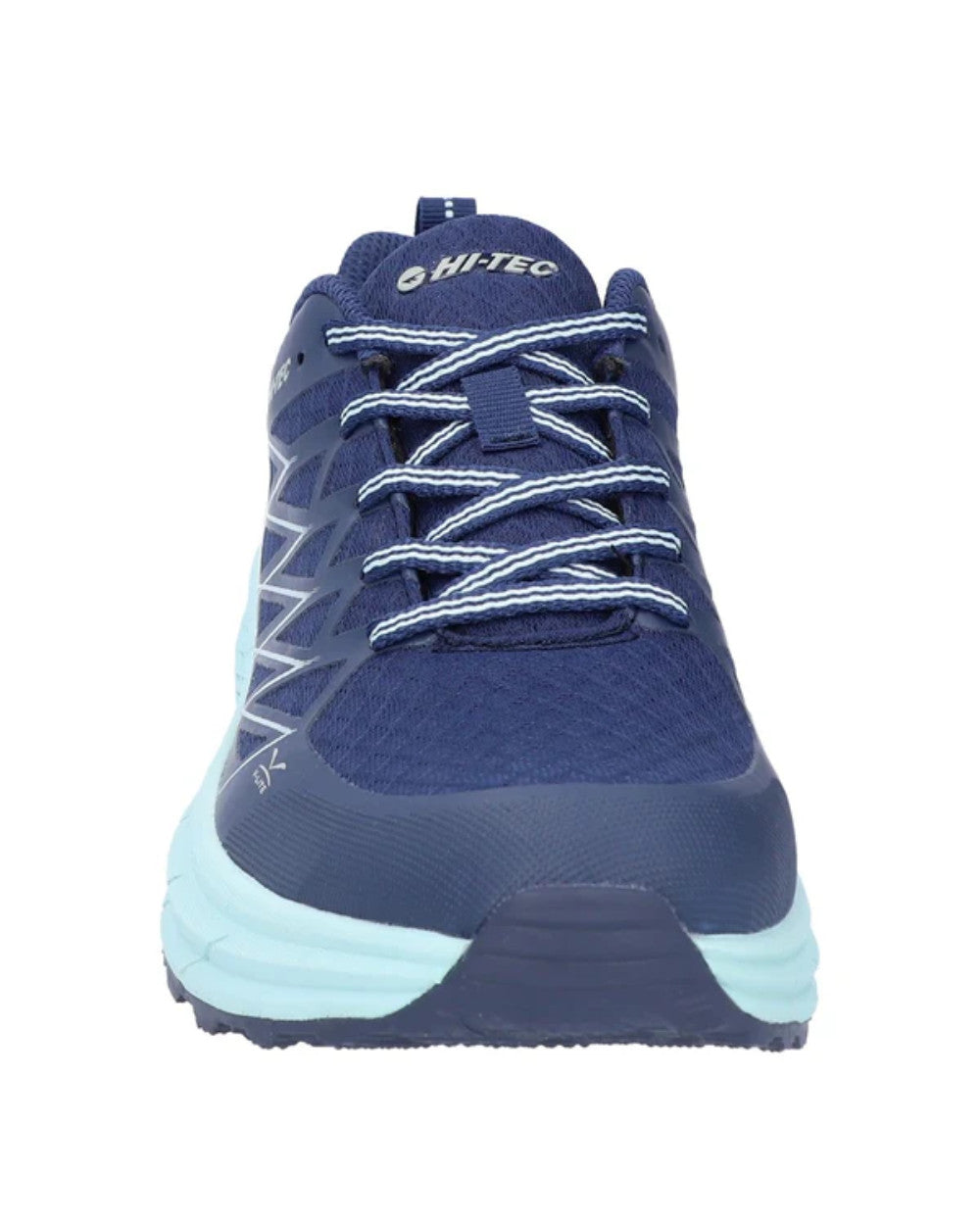 Blue Coloured Hi-Tec Womens Trail Destroyer Trainer Shoes On A White Background