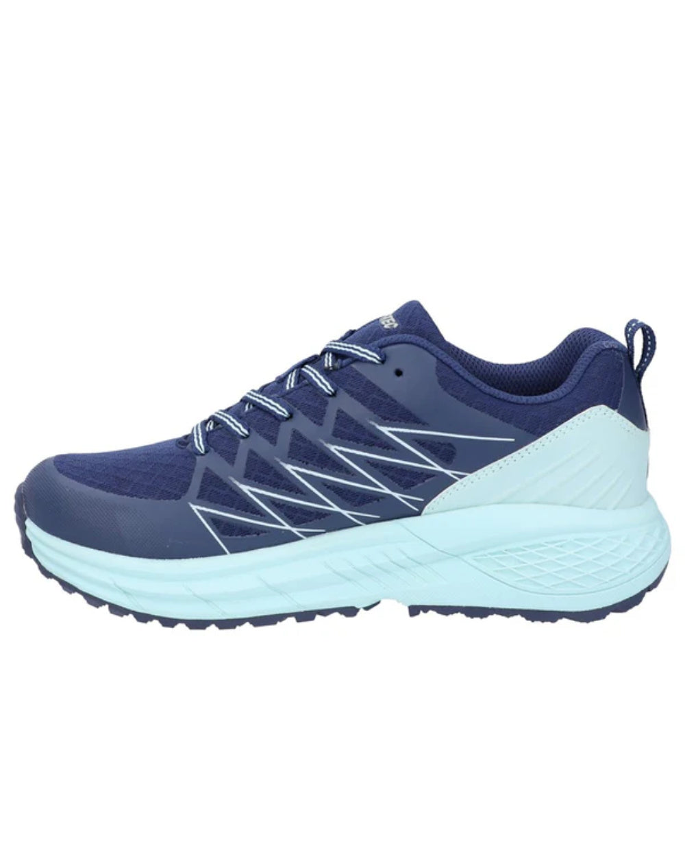 Blue Coloured Hi-Tec Womens Trail Destroyer Trainer Shoes On A White Background