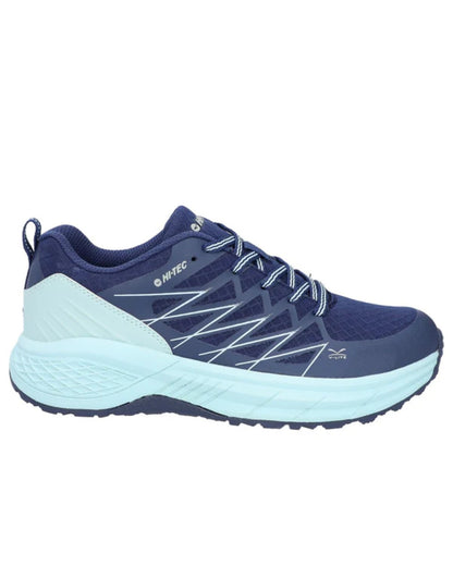 Blue Coloured Hi-Tec Womens Trail Destroyer Trainer Shoes On A White Background