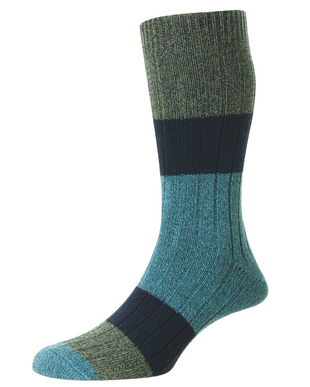 Navy Coloured HJ Hall Acacia Chunky Cotton Socks On A White Background 