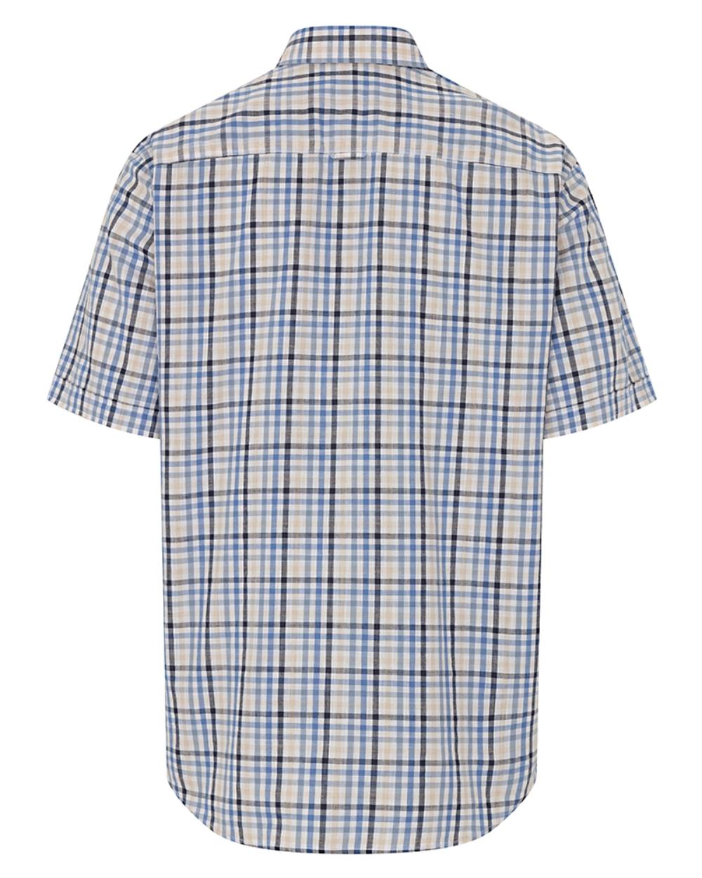 Blue/Corn Coloured Hoggs of Fife Aberdour Short Sleeve Shirt On A White Background 