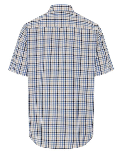 Blue/Corn Coloured Hoggs of Fife Aberdour Short Sleeve Shirt On A White Background 