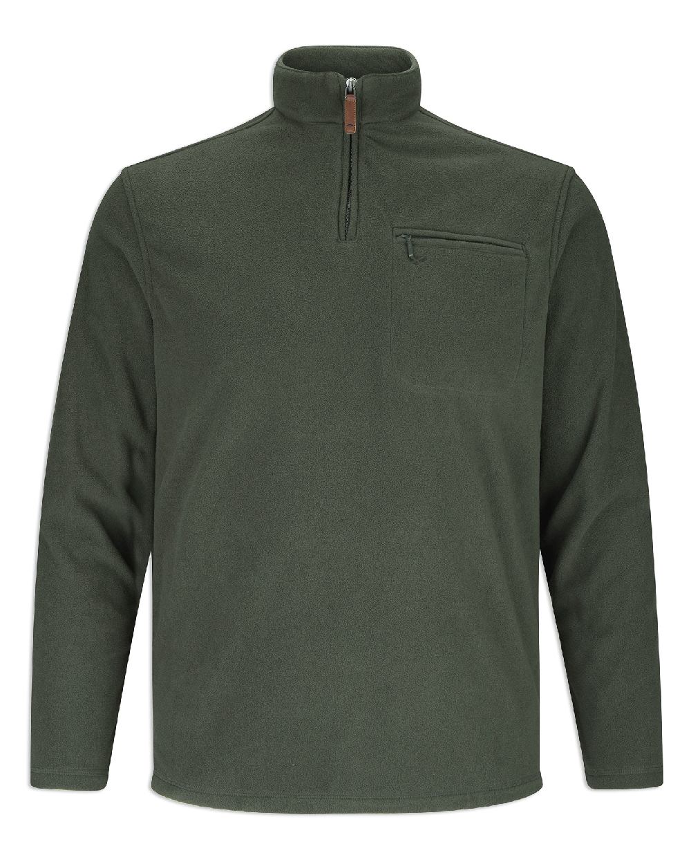 Dark Green coloured Hoggs of Fife Islander 1/4 Zip Micro Fleece Shirt on white background 