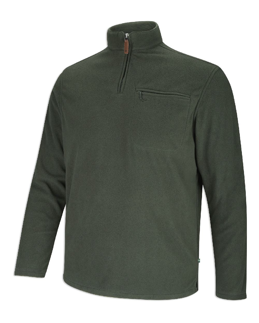 Dark Green coloured Hoggs of Fife Islander 1/4 Zip Micro Fleece Shirt on white background 