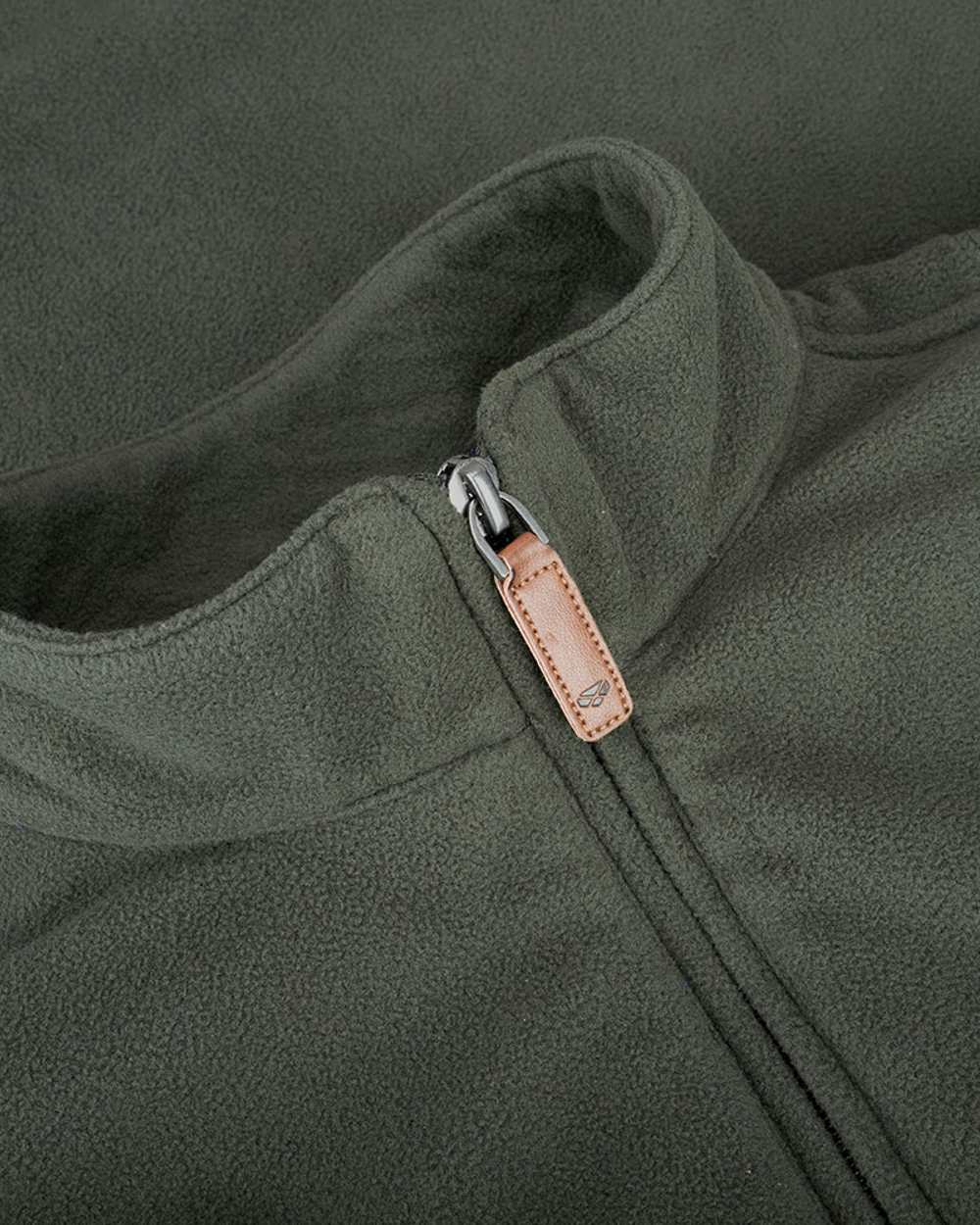 Dark Green coloured Hoggs of Fife Islander 1/4 Zip Micro Fleece Shirt on white background 