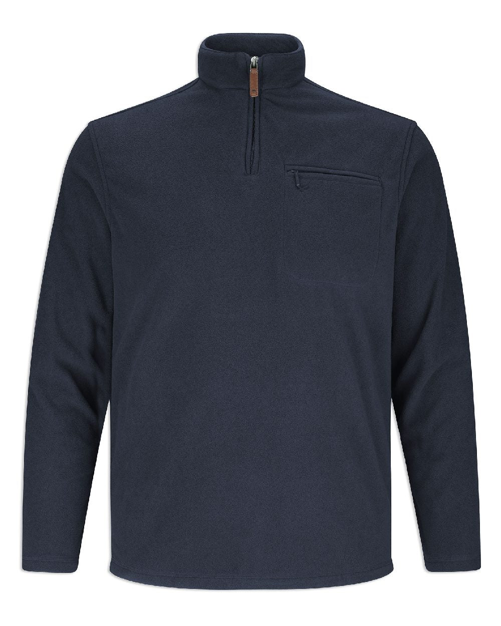 Navy coloured Hoggs of Fife Islander 1/4 Zip Micro Fleece Shirt on white background 