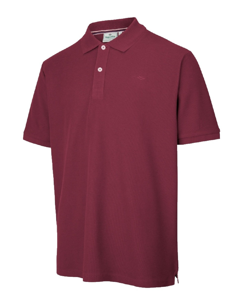 Bordeaux coloured Hoggs of Fife Largs Pique Polo Shirt on white background 