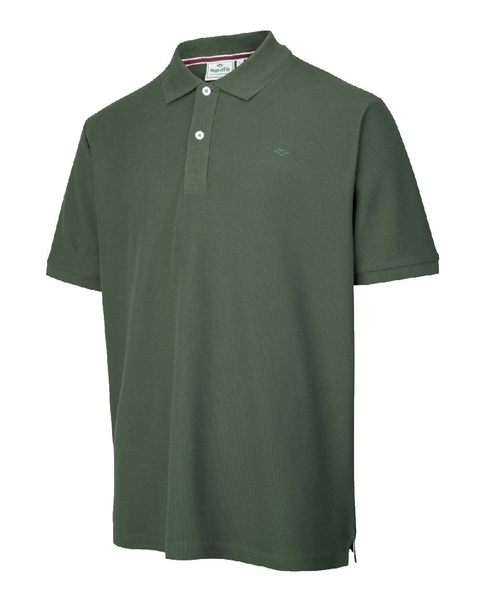 Bottle Green coloured Hoggs of Fife Largs Pique Polo Shirt on white background 