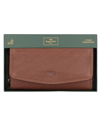 Whisky Coloured Hoggs of Fife Monarch Leather Bi-Fold Purse on White Background
