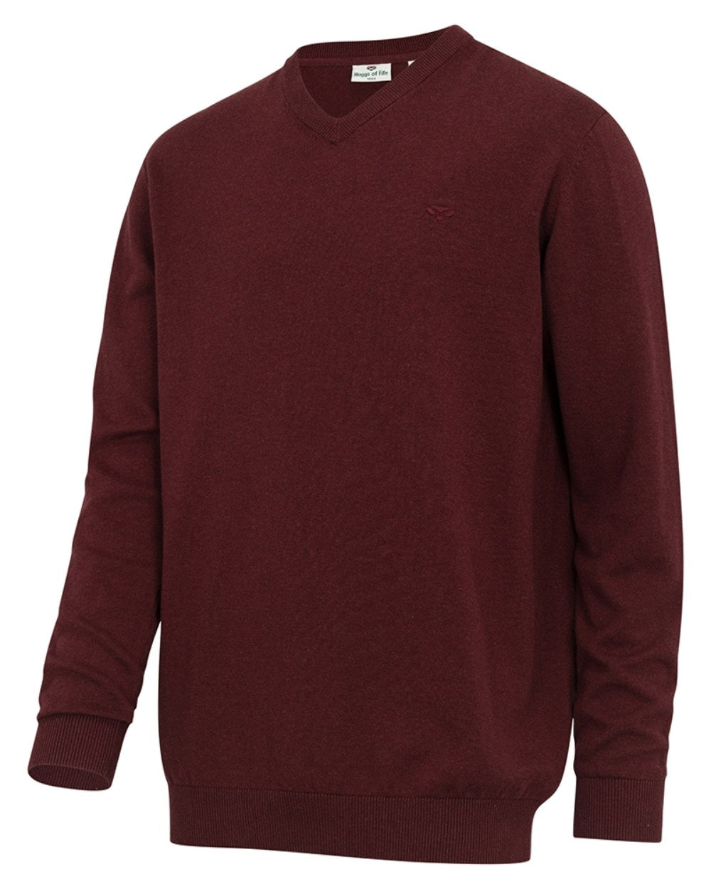 Berry Red Coloured Hoggs Of Fife Stirling II Long Sleeve Pullover On A White Background 