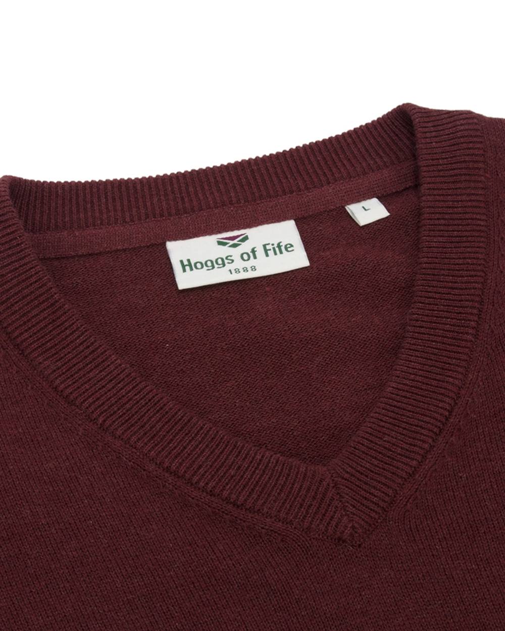 Berry Red Coloured Hoggs Of Fife Stirling II Long Sleeve Pullover On A White Background 