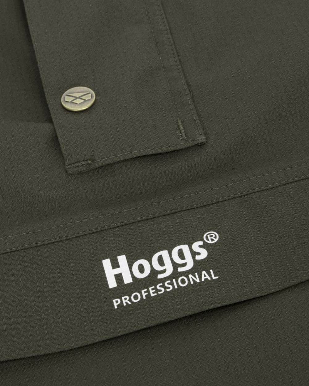 Green coloured Hoggs of Fife Green King II Waterproof Smock on white background 