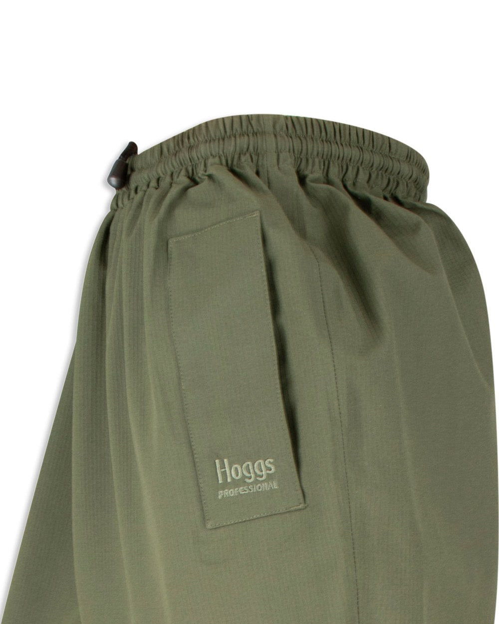 Green coloured Hoggs of Fife Green King II Waterproof trouser on white background 