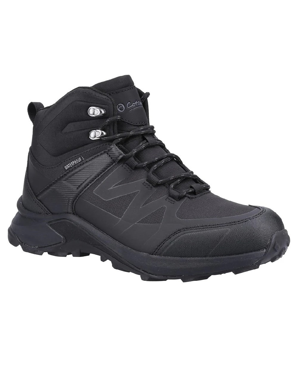 Black coloured Cotswold Horton Hiking Boots on white background 