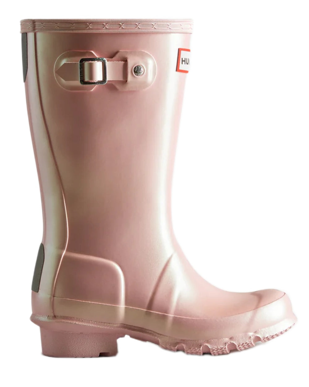 Belle Coloured Hunter Big Kids Original Pearlised Wellington Boots on White Background
