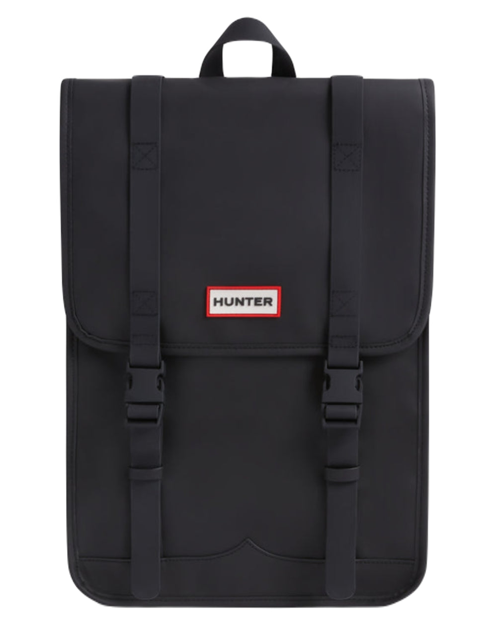 Black Coloured Hunter Downpour Shawlands Backpack on White Background

