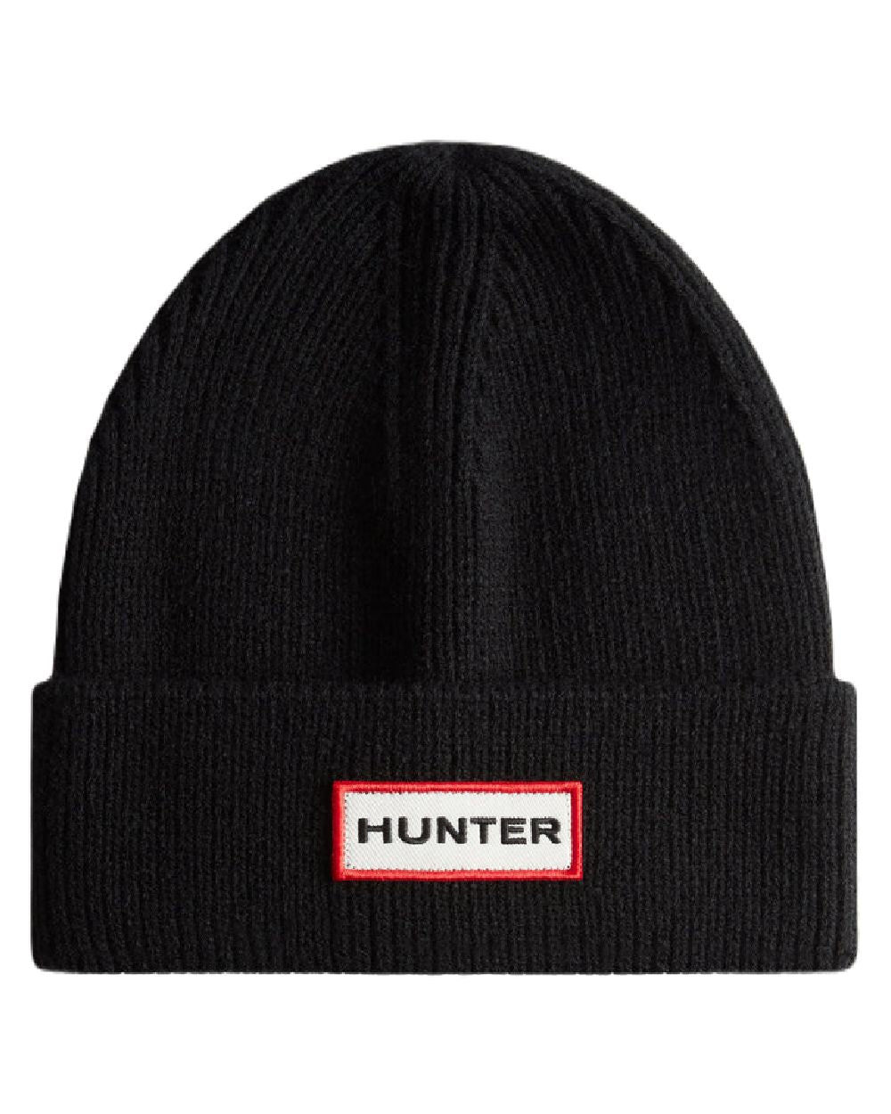 Black Coloured Hunter Jura Scarf and Beanie Box Set on White Background
