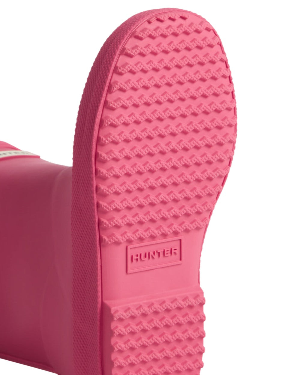 Bright Pink Coloured Hunter Kids First Classic Wellington Boots on White Background

