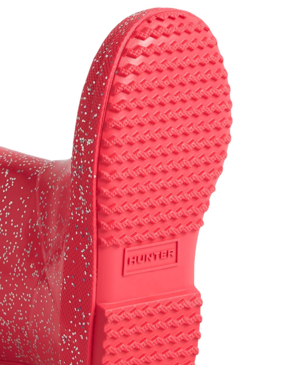 Thrift Pink Coloured Hunter Kids First Original Giant Glitter Wellington Boots on White Background
