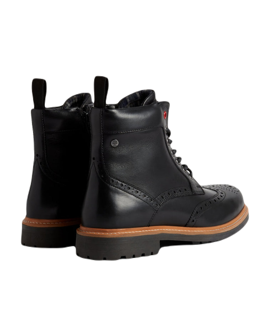 Black Coloured Hunter Mens Cawdor Brogue Ankle Boots on White Background
