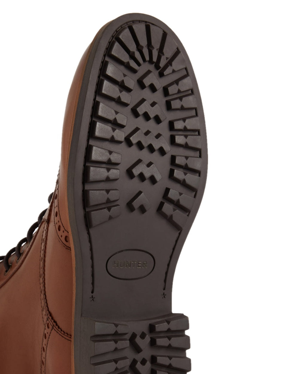 Tan Coloured Hunter Mens Cawdor Brogue Ankle Boots on White Background

