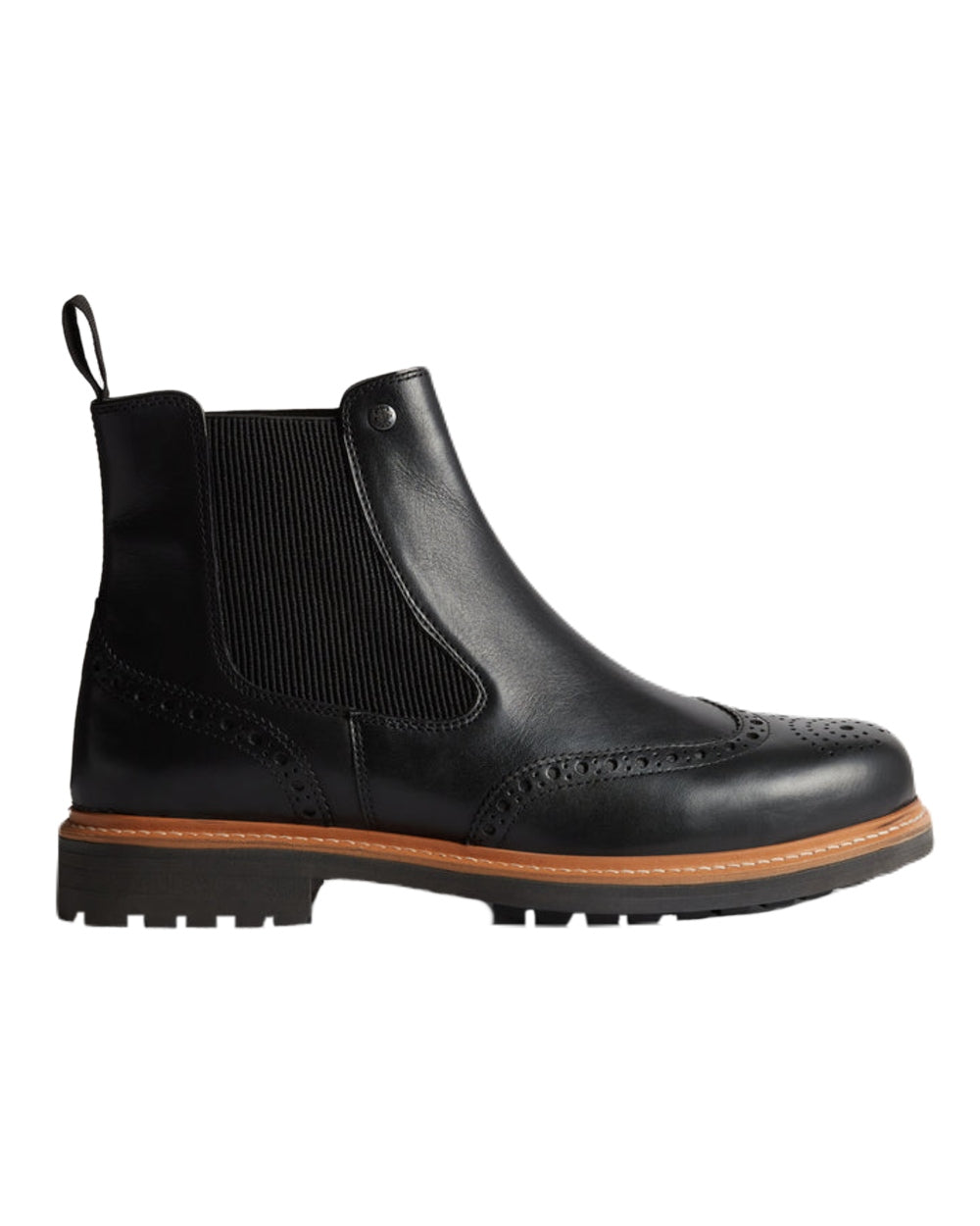 Black Coloured Hunter Mens Cawdor Brogue Dealer Boots on White Background
