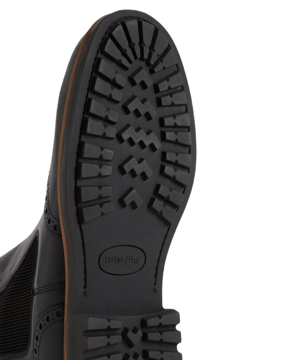 Black Coloured Hunter Mens Cawdor Brogue Dealer Boots on White Background
