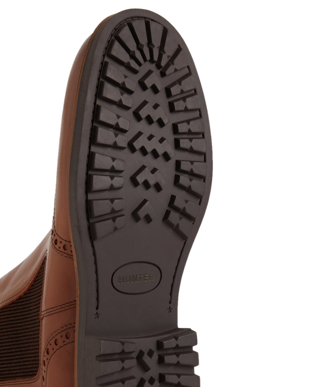 Tan Coloured Hunter Mens Cawdor Brogue Dealer Boots on White Background
