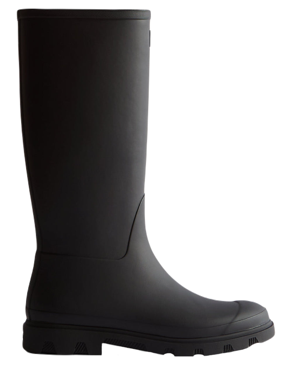 Black Coloured Hunter Mens Downpour Tall Wellingtons on white background
