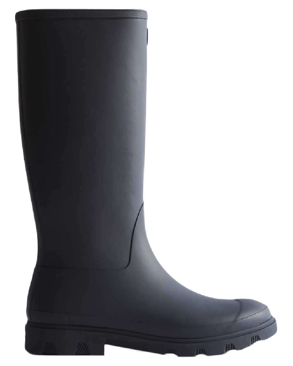 Hunter Navy Coloured Hunter Mens Downpour Tall Wellingtons on white background
