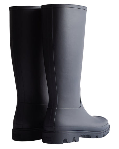 Hunter Navy Coloured Hunter Mens Downpour Tall Wellingtons on white background
