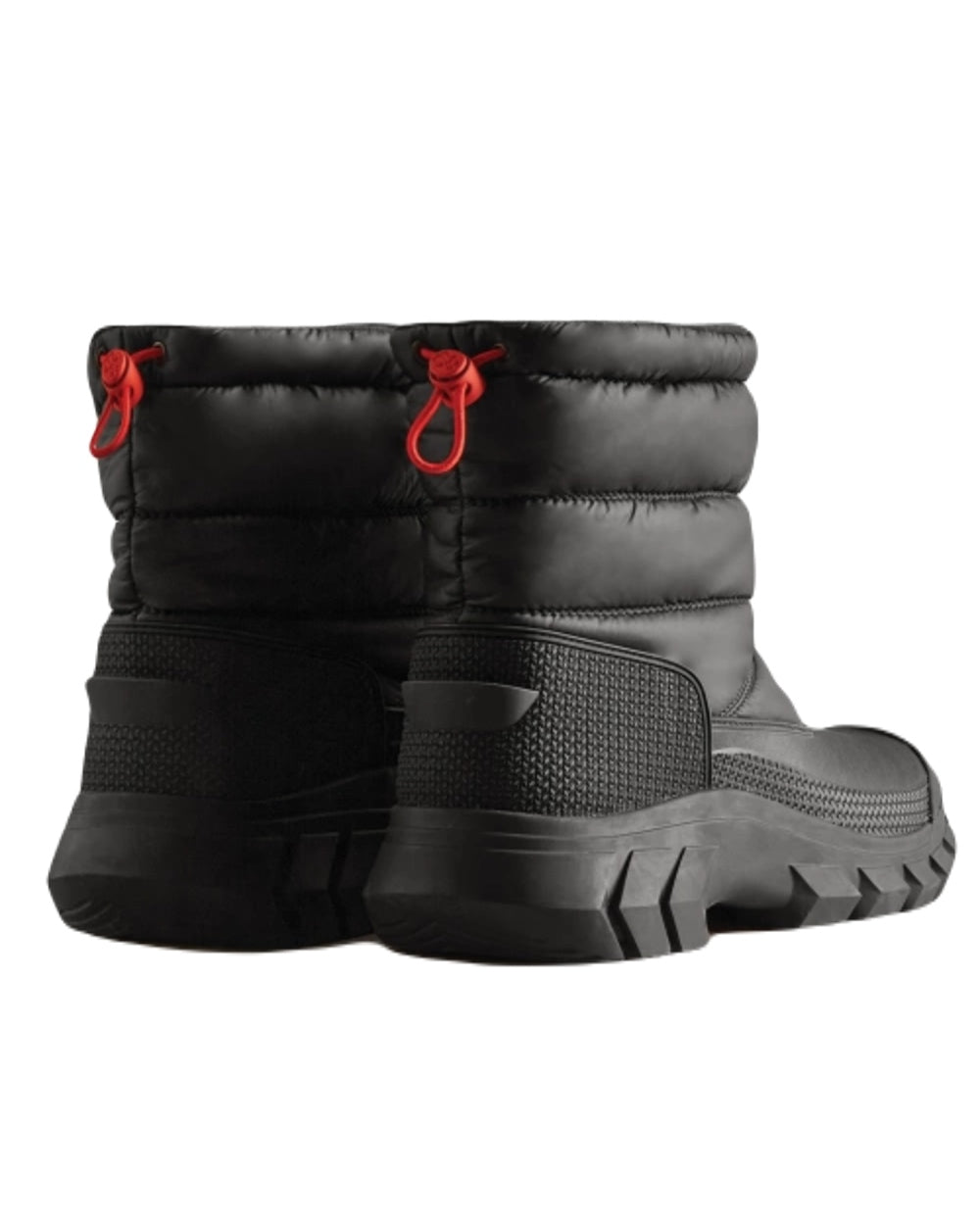 Black Coloured Hunter Mens Intrepid Short Snow Boots on White Background
