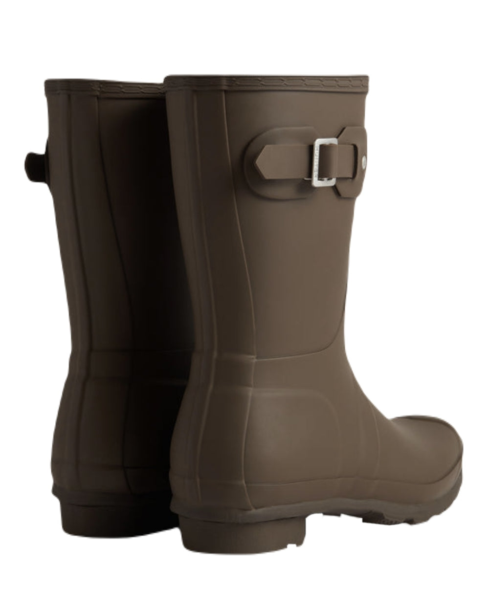 Chocolate Brown Coloured Hunter Mens Original Short Wellington Boots on White Background
