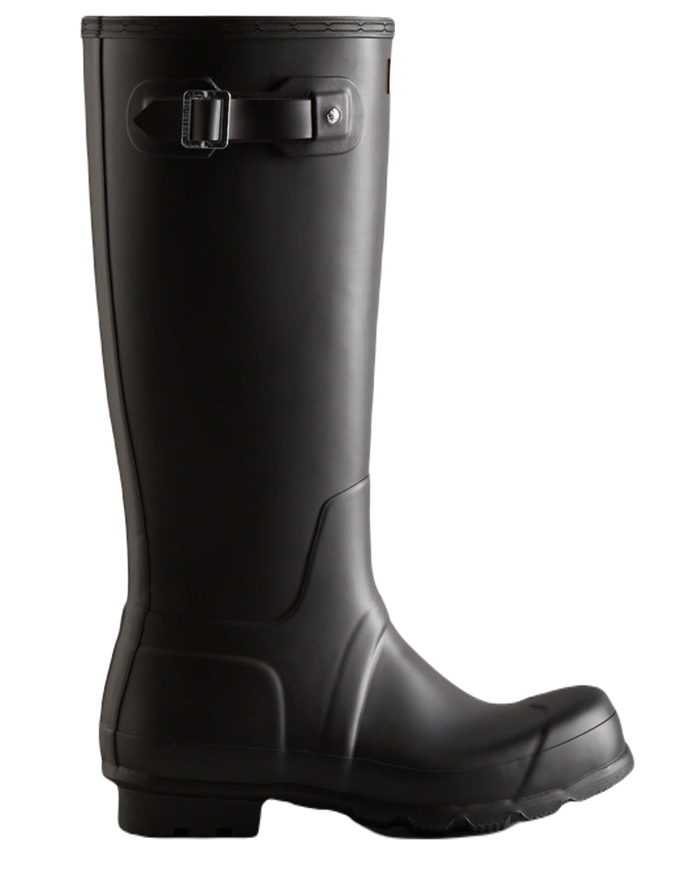 Black Coloured Hunter Mens Original Tall Wellington Boots on White Background
