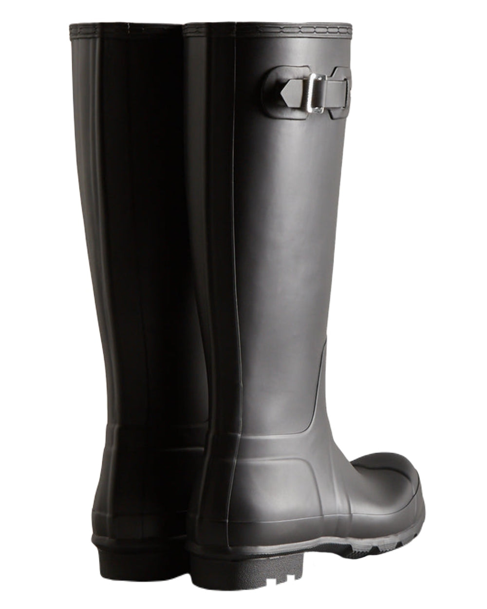 Black Coloured Hunter Mens Original Tall Wellington Boots on White Background
