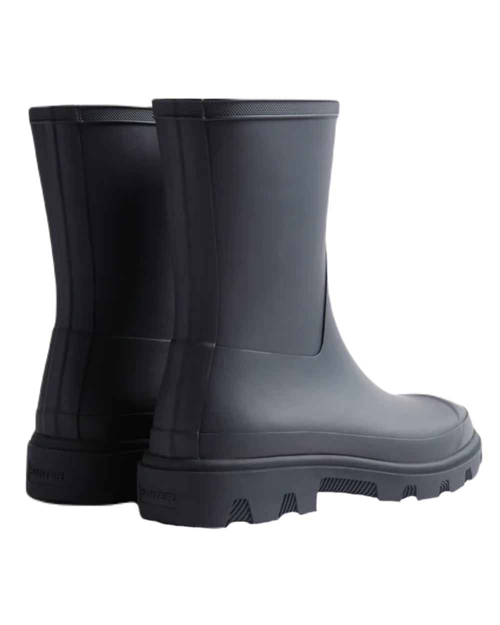 Hunter Navy Coloured Hunter Womens Downpour Short Wellington Boots on White Background
