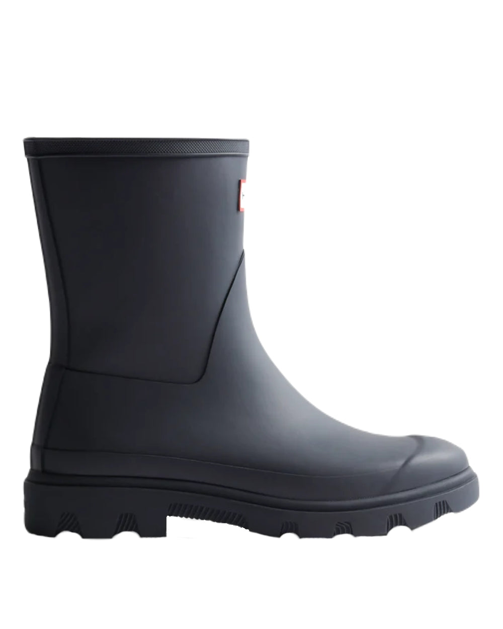 Hunter Navy Coloured Hunter Womens Downpour Short Wellington Boots on White Background
