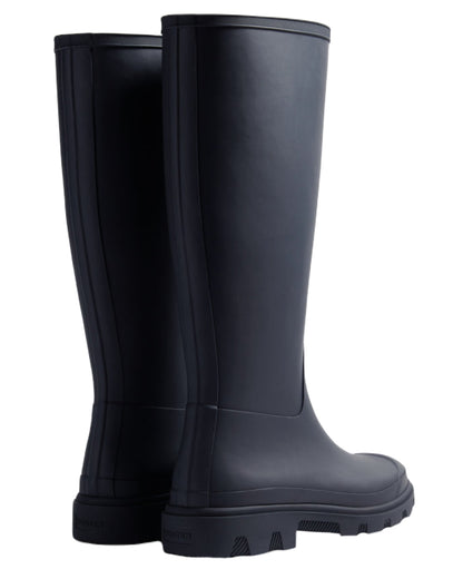 Hunter Navy Coloured Hunter Womens Downpour Tall Wellingtons on white background
